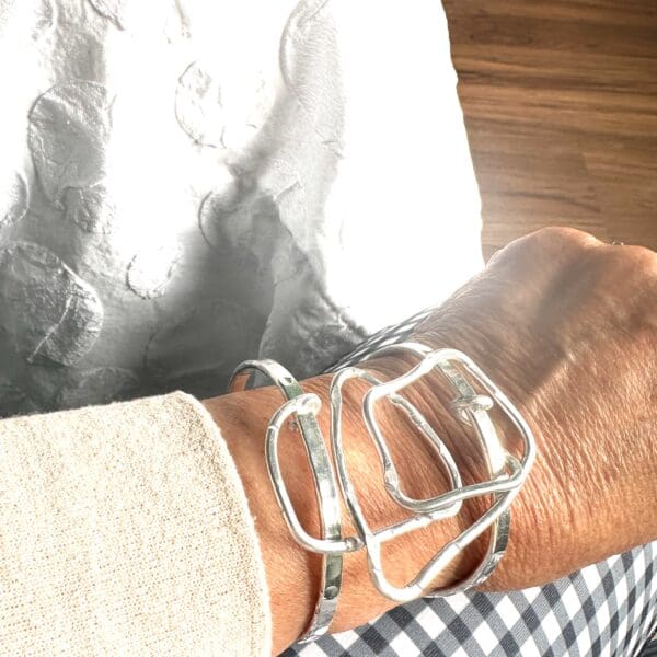 Abstract Silver Cuff