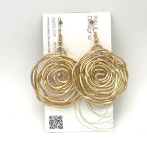 Gold spiral wire disc earrings