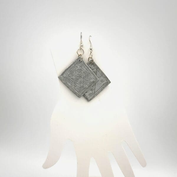 Square Etched Silver Earrings