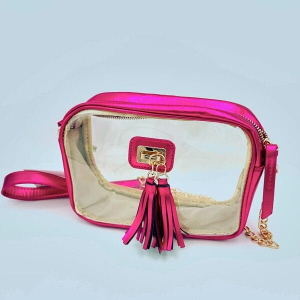 Pink Metallic Clear Purse