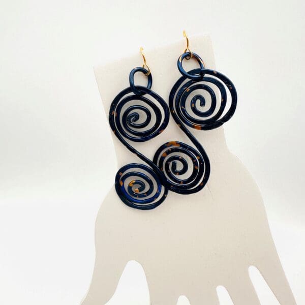 Blue Swirl Aluminum Earrings